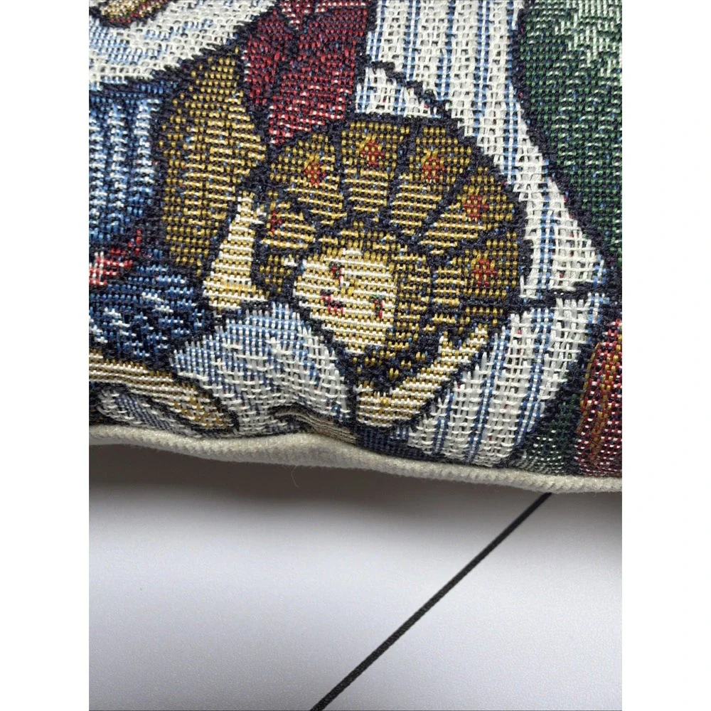VTG Baby Jesus Mary Joseph Tapestry Pillow Needlepoint Pillow 12 X 12 Christ‎